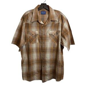 Pendleton Shadow Plaid Pearl Snap Mens Western Style Frontier Shirt XL